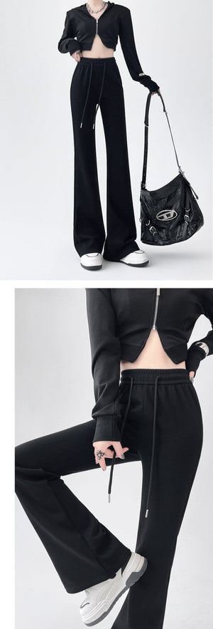 2024 New Casual Sweatpants High Waist Drape Horseshoe Pants - Negative Apparel