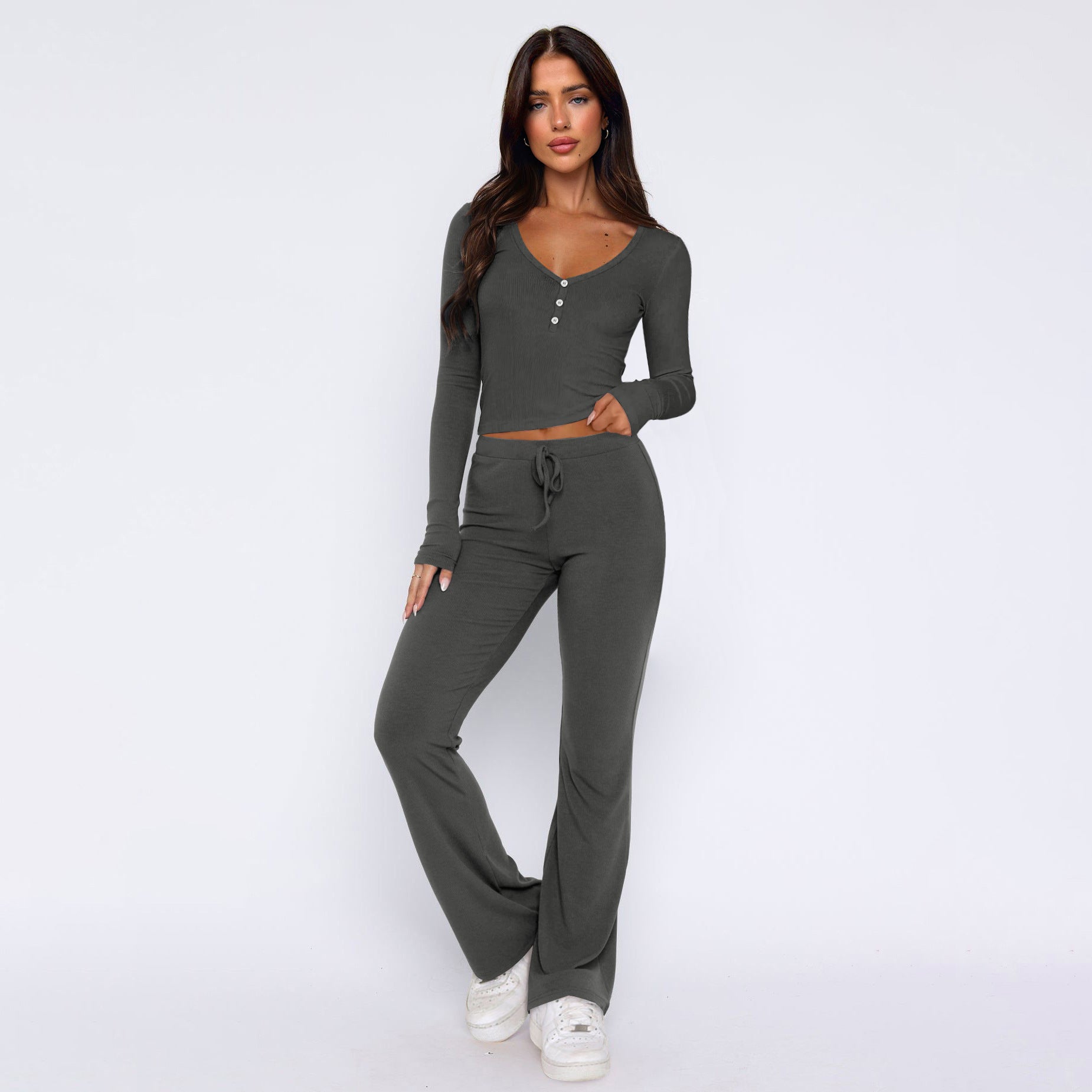 2024 slim fit sxy long sleeve top lace - up trousers co - ord - Negative Apparel