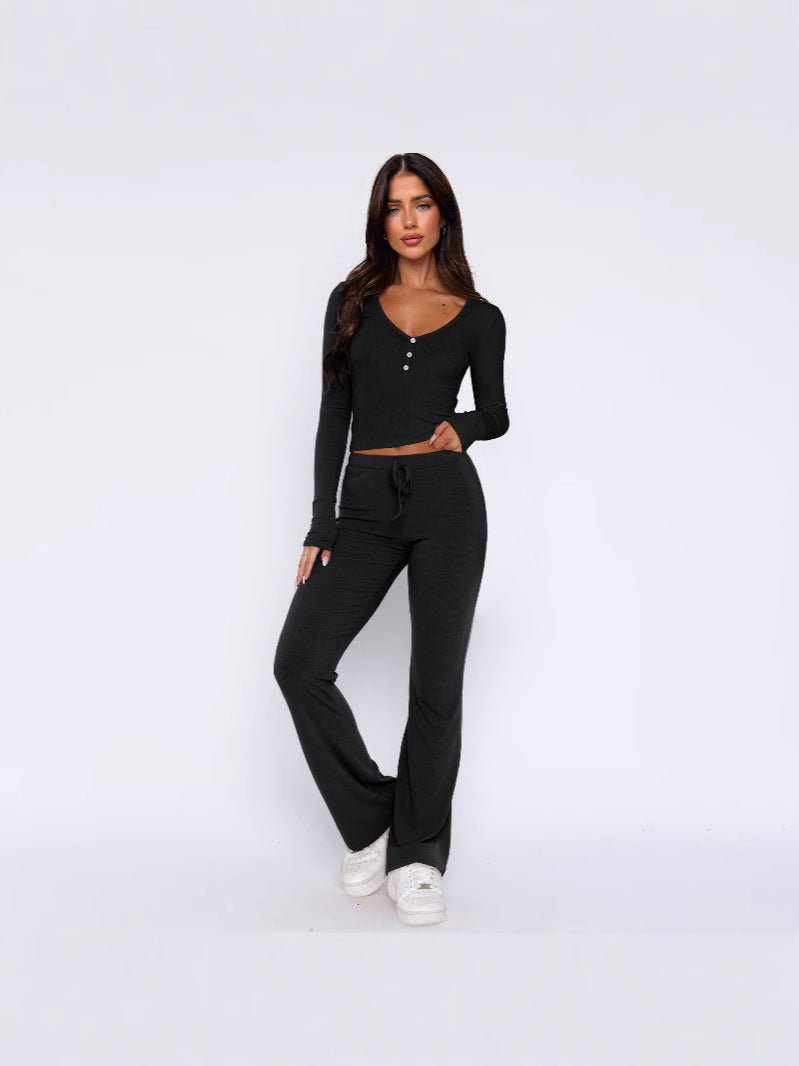 2024 slim fit sxy long sleeve top lace - up trousers co - ord - Negative Apparel