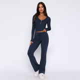 2024 slim fit sxy long sleeve top lace - up trousers co - ord - Negative Apparel