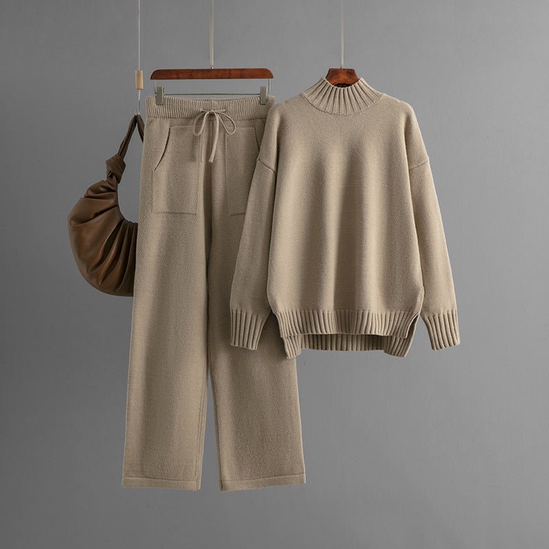 トップス LINEN WOOL SET UP 2024 winter knitted coords for women thickened loose