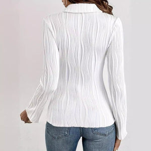 2025 autumn and winter new solid color slim fit versatile texture fashion ladies T-shirt shirt tops women - Negative Apparel