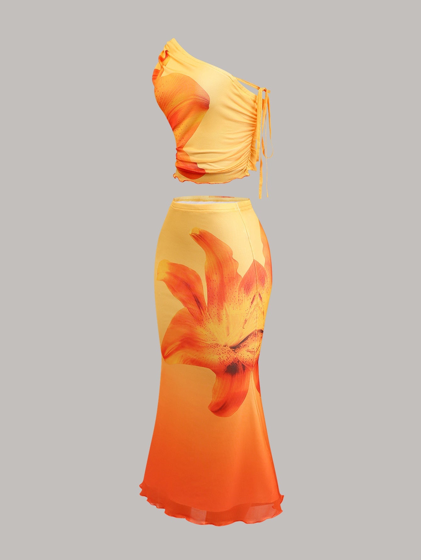 2025 Hot - Selling Mesh Print Off - Shoulder Mermaid Tail Skirt - Negative Apparel