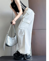2025 new American slim paratrooper straight pants high waist wide leg sports pants - Negative Apparel