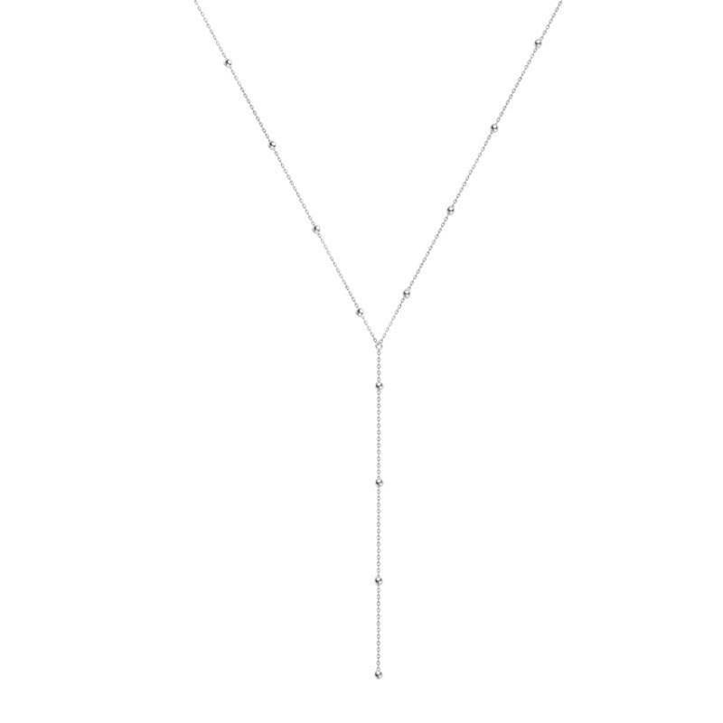 2025 new minimalist round bead temperament tassel clavicle necklace - Negative Apparel