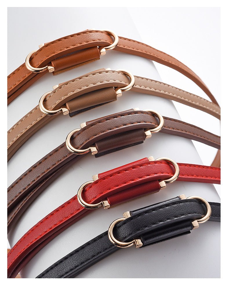 2025 new style non - porous thin PU leather belt for women, high - end versatile decorative clothing outerwear belt - Negative Apparel
