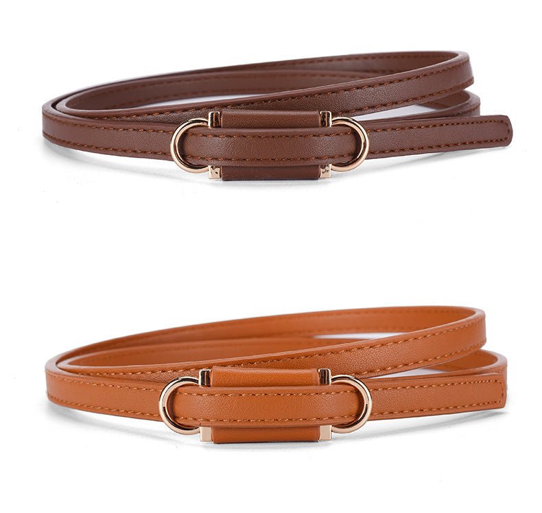 2025 new style non - porous thin PU leather belt for women, high - end versatile decorative clothing outerwear belt - Negative Apparel