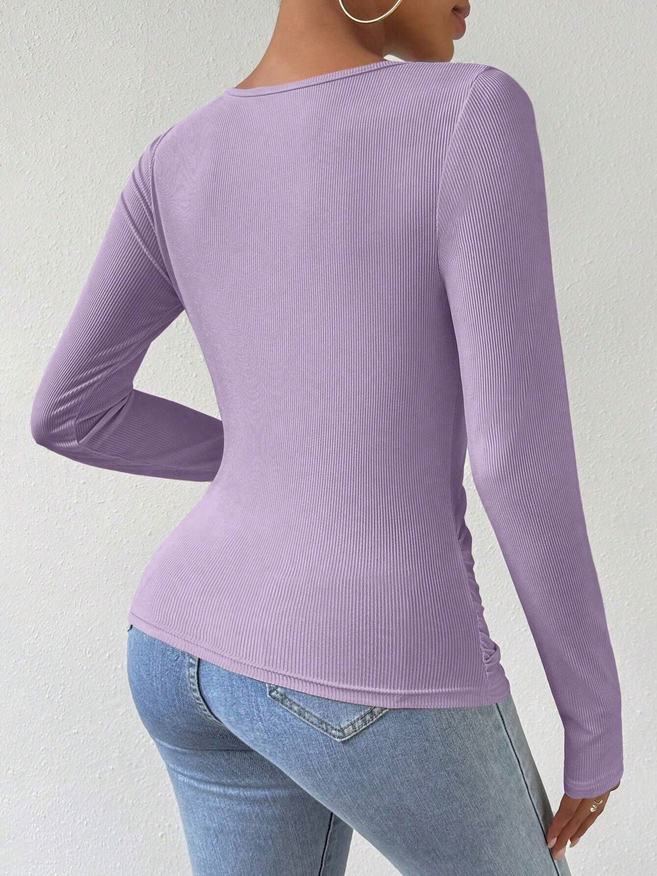 2025 pile collar pleated long - sleeved tops for women - Negative Apparel