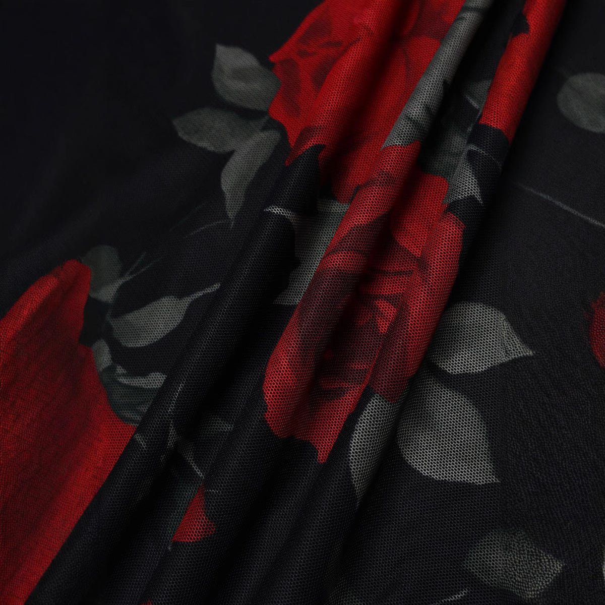 2025 Sexy Red Rose Tube Top Mermaid Dress with Floral Details - Negative Apparel