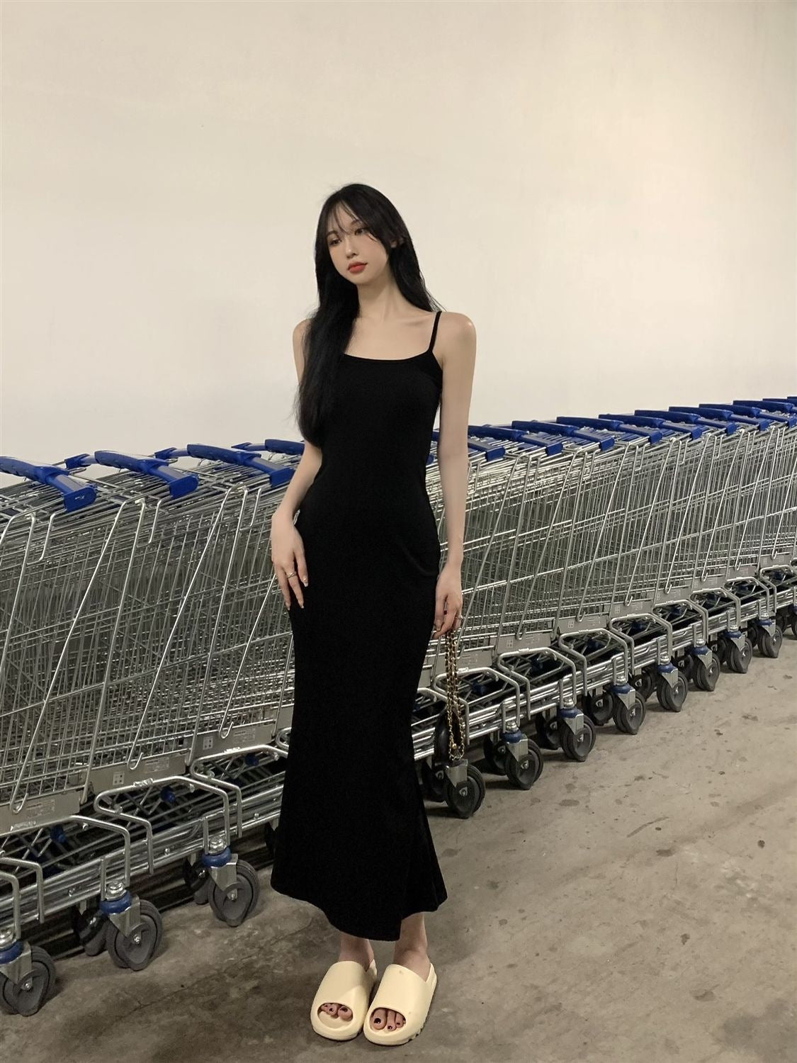 2025 Sleeveless Waisted Backless Suspender Dress - Negative Apparel