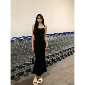 2025 Sleeveless Waisted Backless Suspender Dress - Negative Apparel