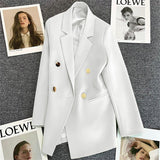 2025 spring and summer new Korean style high - end British style double - breasted suit jacket - Negative Apparel