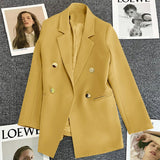 2025 spring and summer new Korean style high - end British style double - breasted suit jacket - Negative Apparel