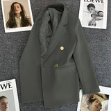 2025 spring and summer new Korean style high - end British style double - breasted suit jacket - Negative Apparel