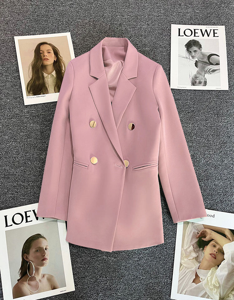 2025 spring and summer new Korean style high - end British style double - breasted suit jacket - Negative Apparel