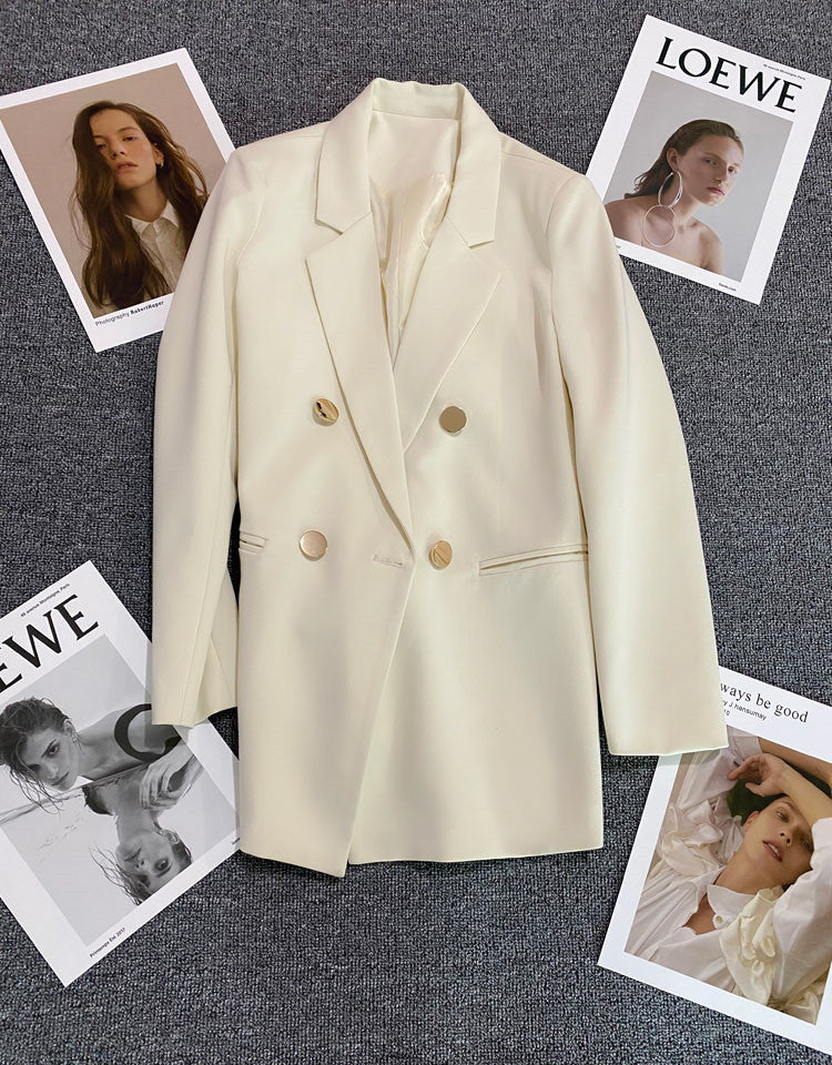 2025 spring and summer new Korean style high - end British style double - breasted suit jacket - Negative Apparel