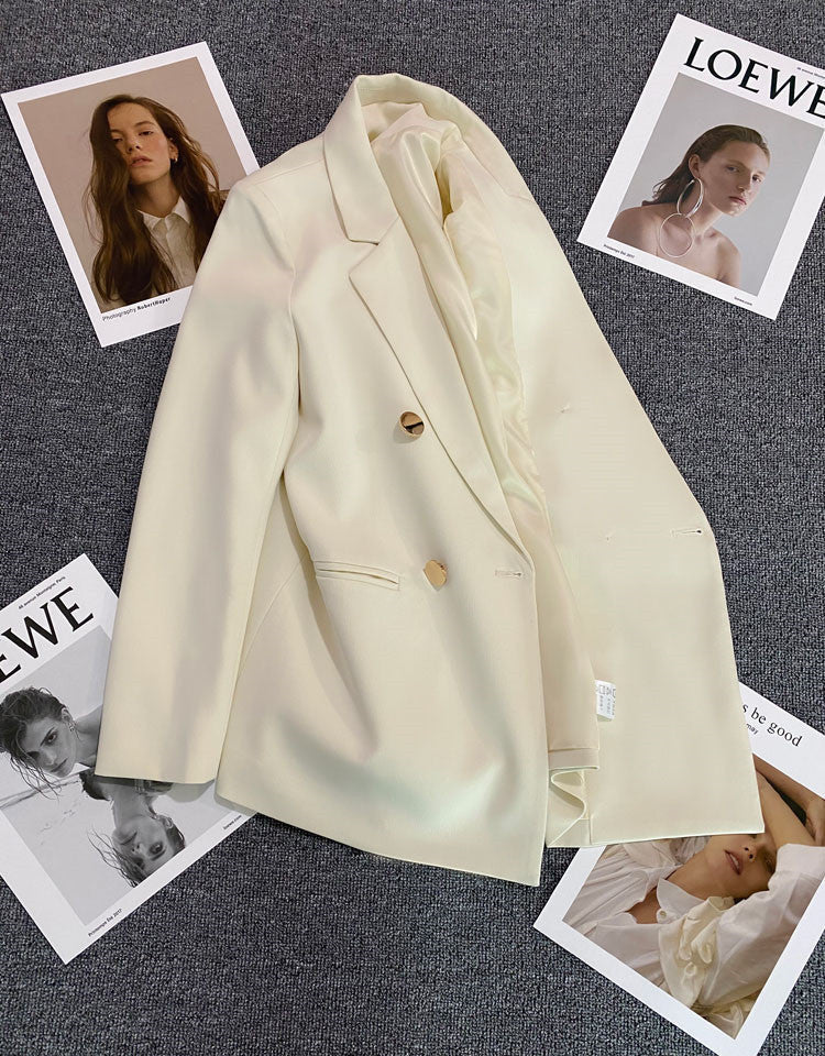 2025 spring and summer new Korean style high - end British style double - breasted suit jacket - Negative Apparel