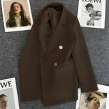 2025 spring and summer new Korean style high - end British style double - breasted suit jacket - Negative Apparel