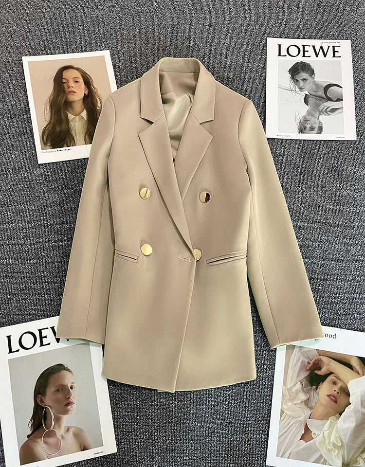 2025 spring and summer new Korean style high - end British style double - breasted suit jacket - Negative Apparel