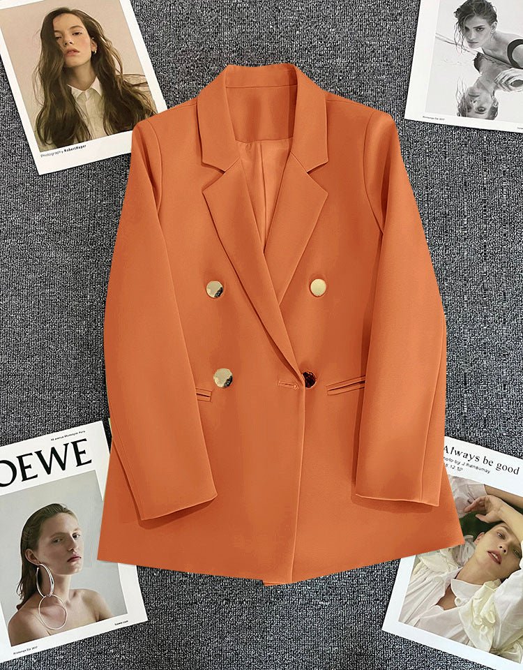 2025 spring and summer new Korean style high - end British style double - breasted suit jacket - Negative Apparel