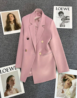 2025 spring and summer new Korean style high - end British style double - breasted suit jacket - Negative Apparel