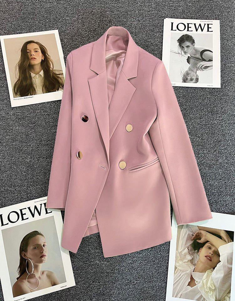 2025 spring and summer new Korean style high - end British style double - breasted suit jacket - Negative Apparel
