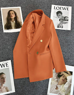 2025 spring and summer new Korean style high - end British style double - breasted suit jacket - Negative Apparel