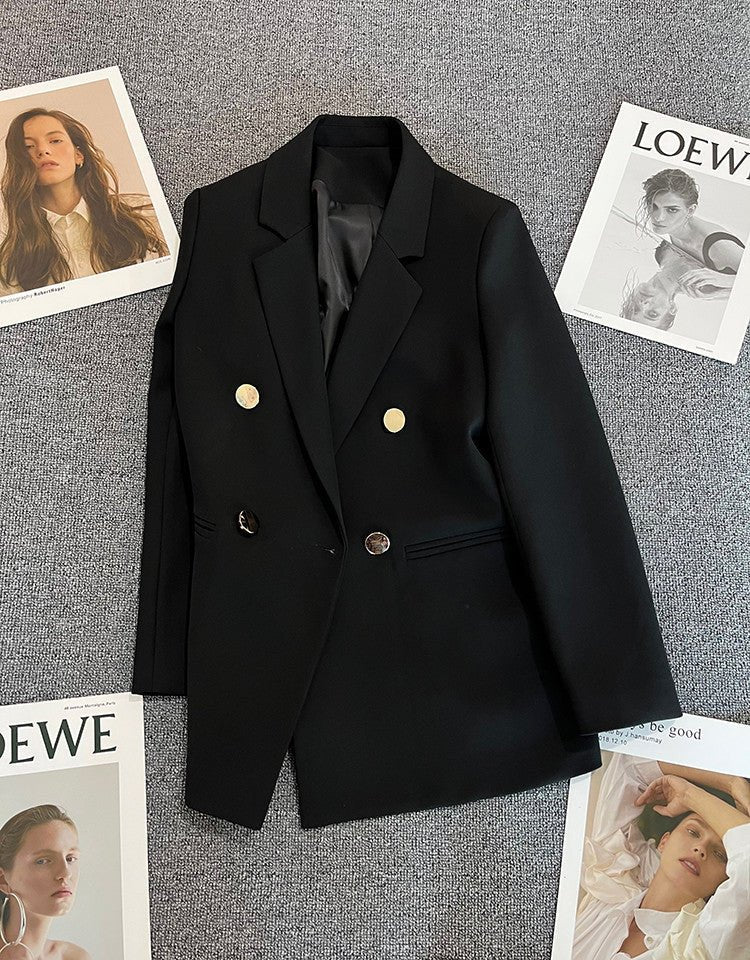 2025 spring and summer new Korean style high - end British style double - breasted suit jacket - Negative Apparel