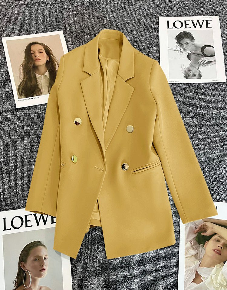 2025 spring and summer new Korean style high - end British style double - breasted suit jacket - Negative Apparel