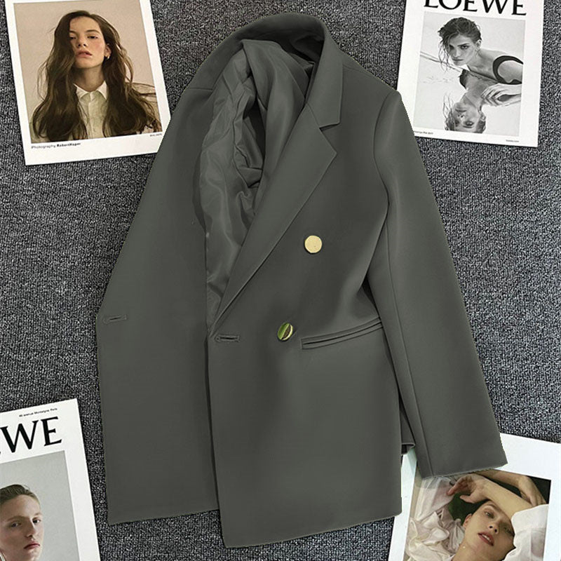 2025 spring and summer new Korean style high - end British style double - breasted suit jacket - Negative Apparel