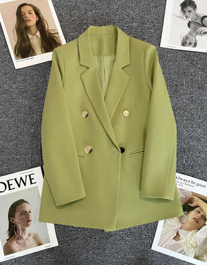 2025 spring and summer new Korean style high - end British style double - breasted suit jacket - Negative Apparel