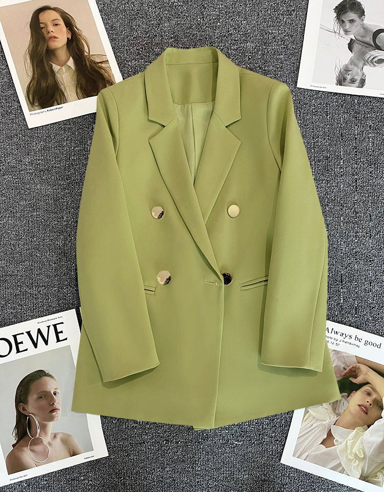 2025 spring and summer new Korean style high - end British style double - breasted suit jacket - Negative Apparel