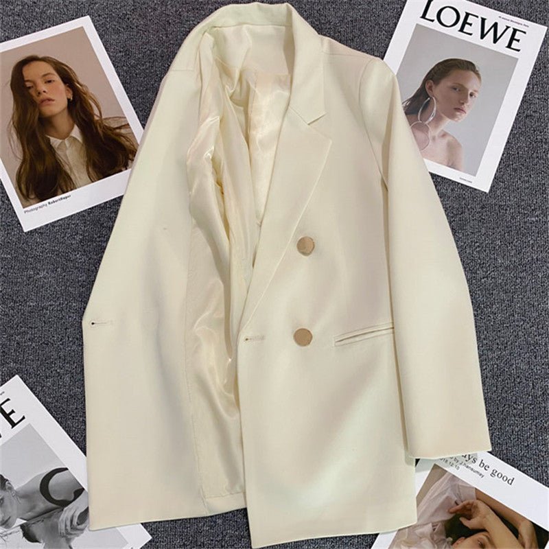 2025 spring and summer new Korean style high - end British style double - breasted suit jacket - Negative Apparel