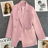 2025 spring and summer new Korean style high - end British style double - breasted suit jacket - Negative Apparel