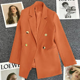 2025 spring and summer new Korean style high - end British style double - breasted suit jacket - Negative Apparel