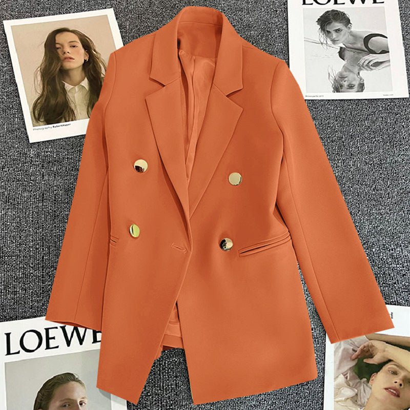 2025 spring and summer new Korean style high - end British style double - breasted suit jacket - Negative Apparel