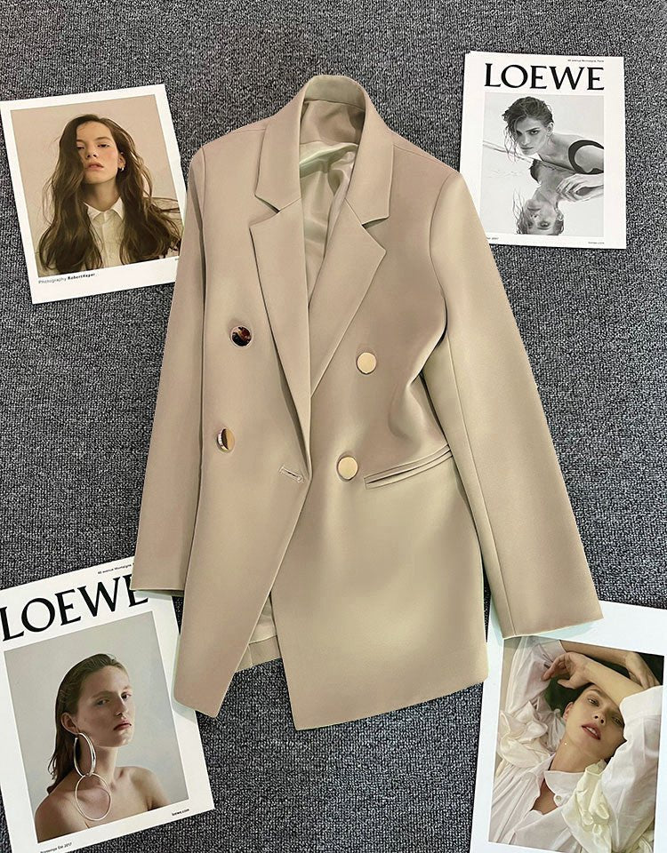 2025 spring and summer new Korean style high - end British style double - breasted suit jacket - Negative Apparel