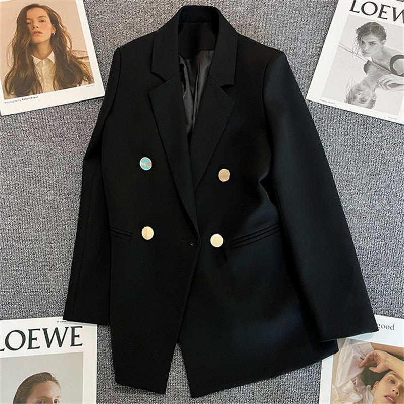 2025 spring and summer new Korean style high - end British style double - breasted suit jacket - Negative Apparel