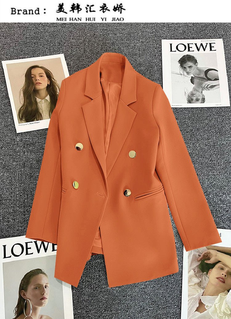 2025 spring and summer new Korean style high - end British style double - breasted suit jacket - Negative Apparel