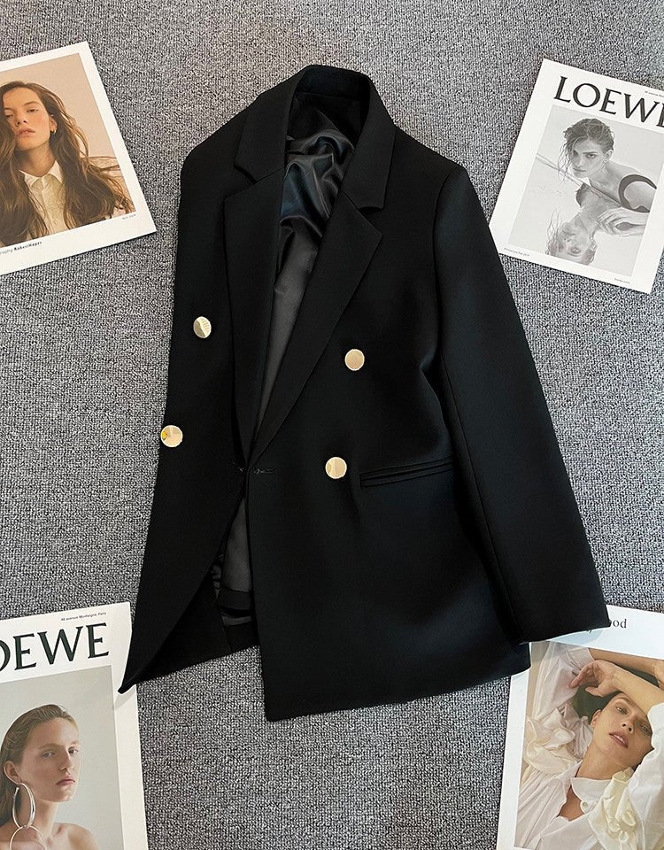 2025 spring and summer new Korean style high - end British style double - breasted suit jacket - Negative Apparel