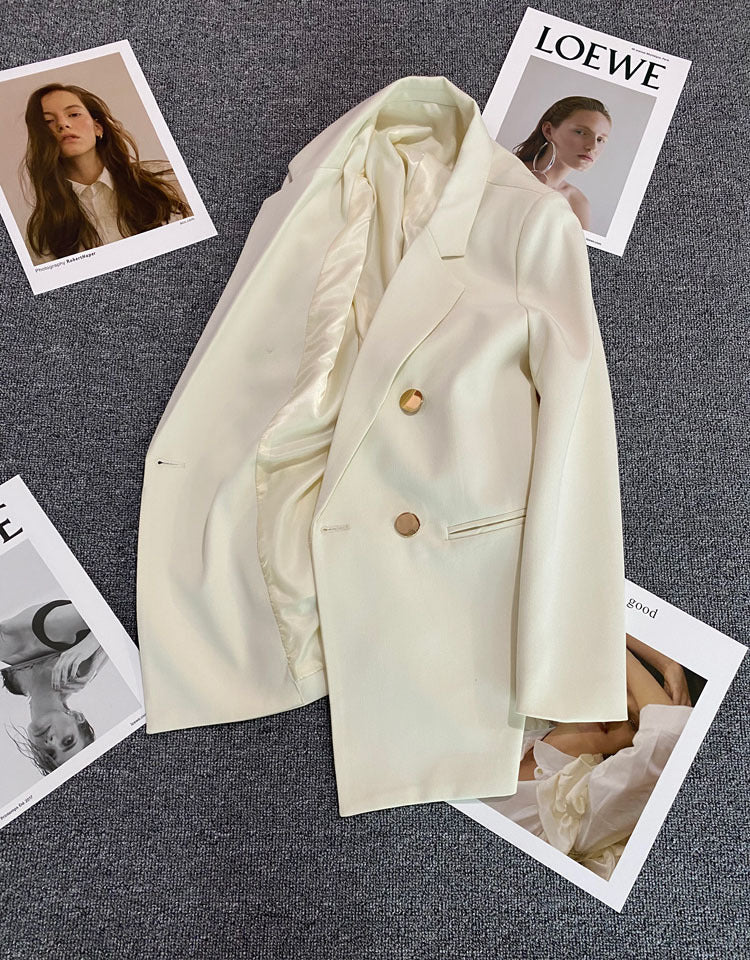 2025 spring and summer new Korean style high - end British style double - breasted suit jacket - Negative Apparel
