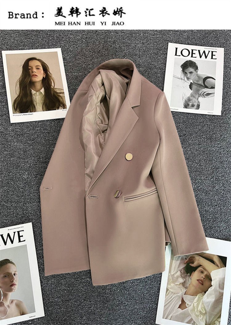 2025 spring and summer new Korean style high - end British style double - breasted suit jacket - Negative Apparel