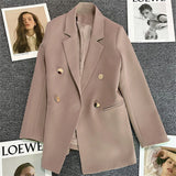 2025 spring and summer new Korean style high - end British style double - breasted suit jacket - Negative Apparel