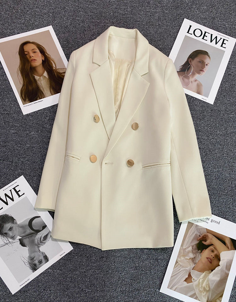 2025 spring and summer new Korean style high - end British style double - breasted suit jacket - Negative Apparel