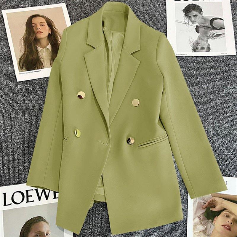 2025 spring and summer new Korean style high - end British style double - breasted suit jacket - Negative Apparel