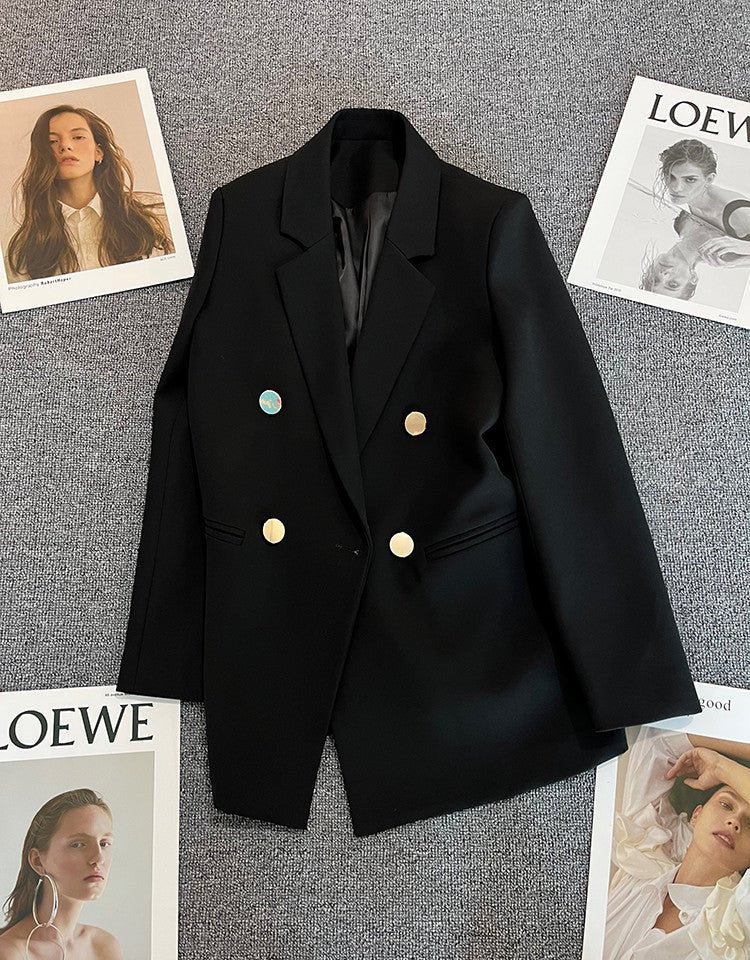 2025 spring and summer new Korean style high - end British style double - breasted suit jacket - Negative Apparel