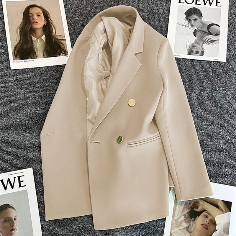 2025 spring and summer new Korean style high - end British style double - breasted suit jacket - Negative Apparel