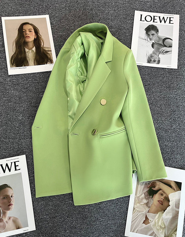 2025 spring and summer new Korean style high - end British style double - breasted suit jacket - Negative Apparel