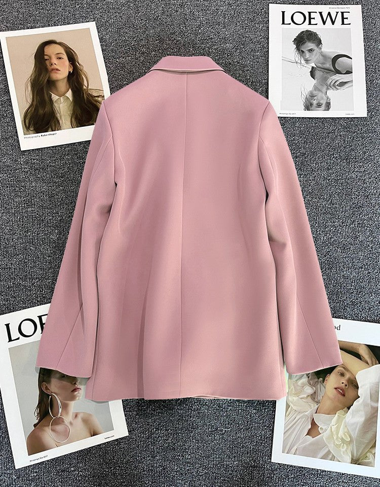 2025 spring and summer new Korean style high - end British style double - breasted suit jacket - Negative Apparel