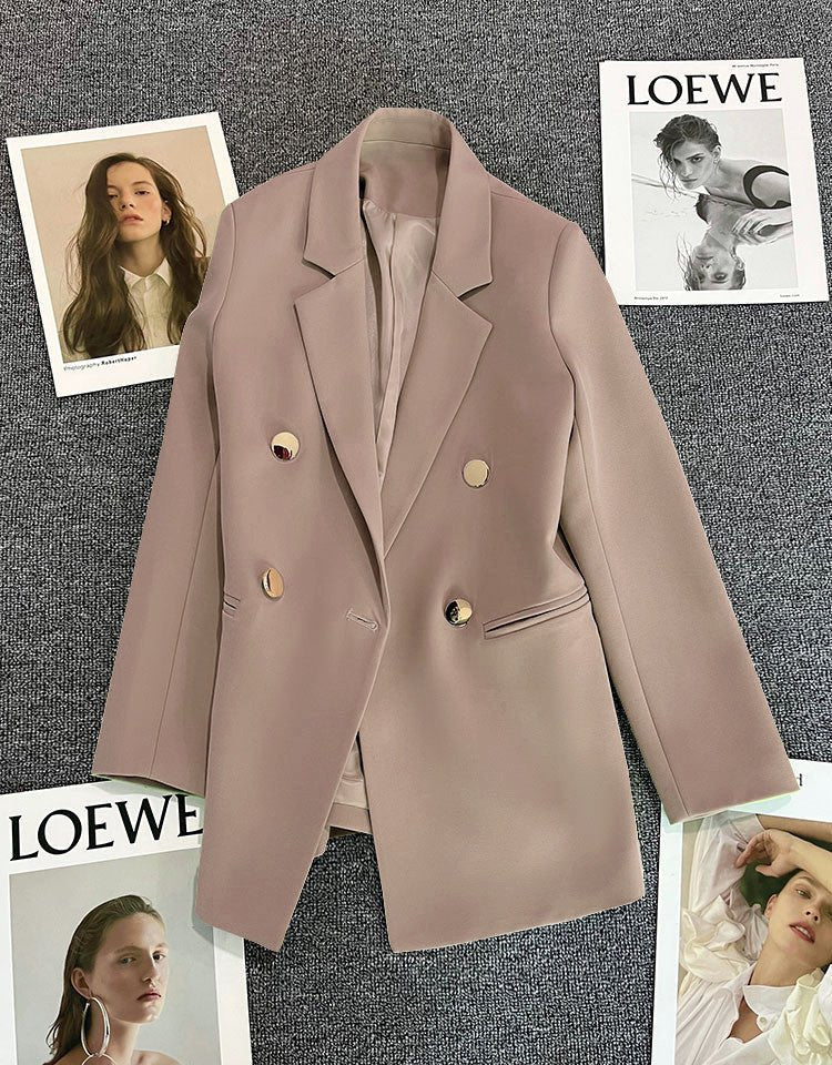 2025 spring and summer new Korean style high - end British style double - breasted suit jacket - Negative Apparel